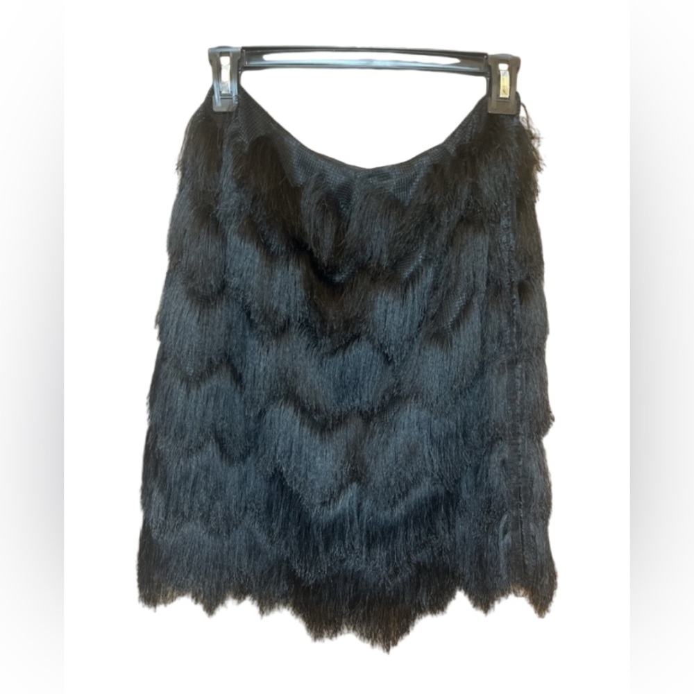 Vintage Biba // Black Fringe Skirt // Size S
